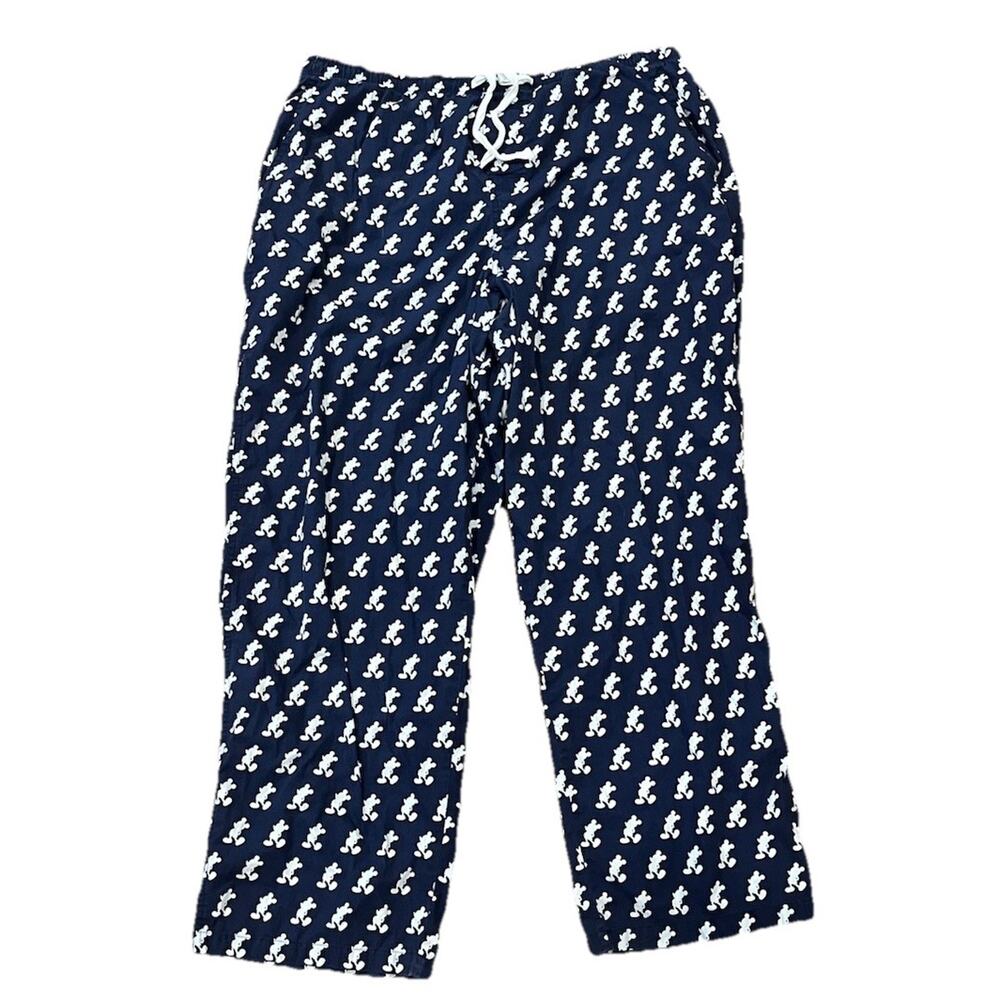 Disney Parks Mens Mickey Mouse Navy Drawstring Pajama Pants Loungewear Size XL